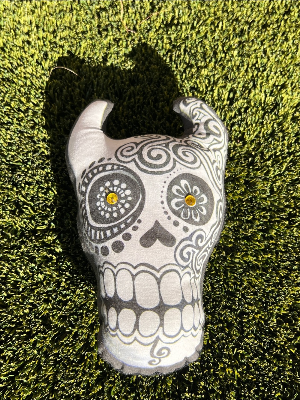 Decorative Skull Plush Pillow in White and Black - Brand Unspecified